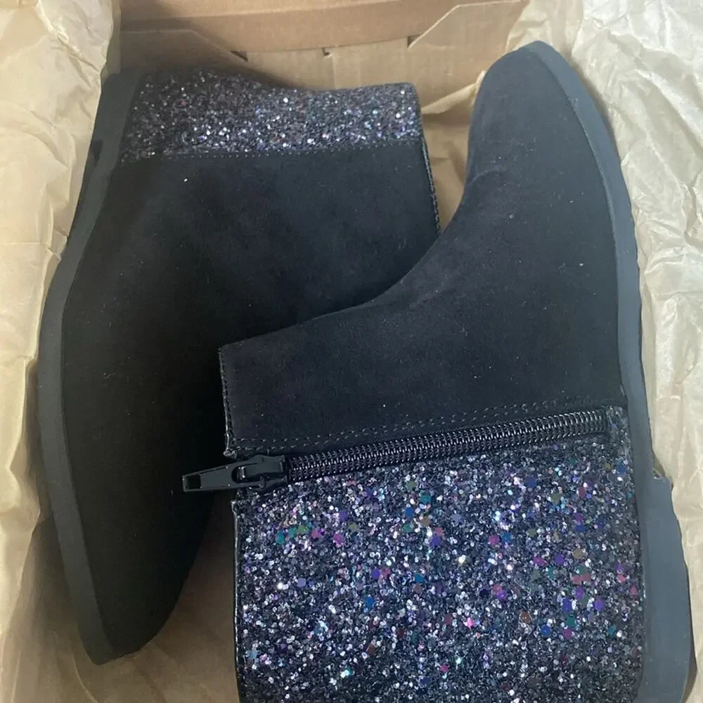 Crewcuts black half glitter boots